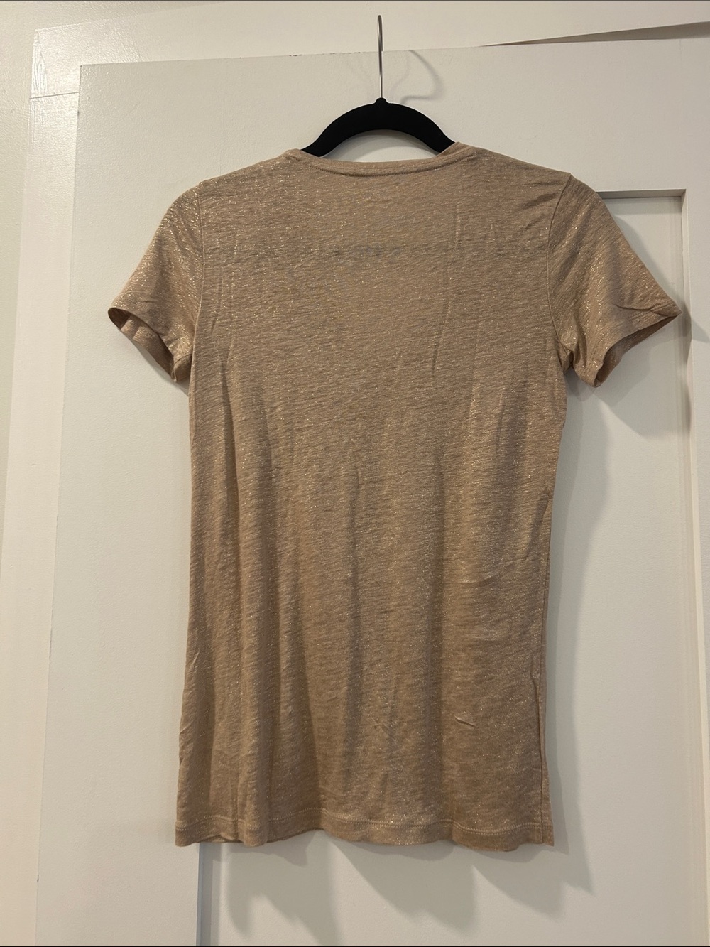 J. Crew Linen Shimmery Gold V-Neck Pocket Tee, XS - Picture 6 of 8